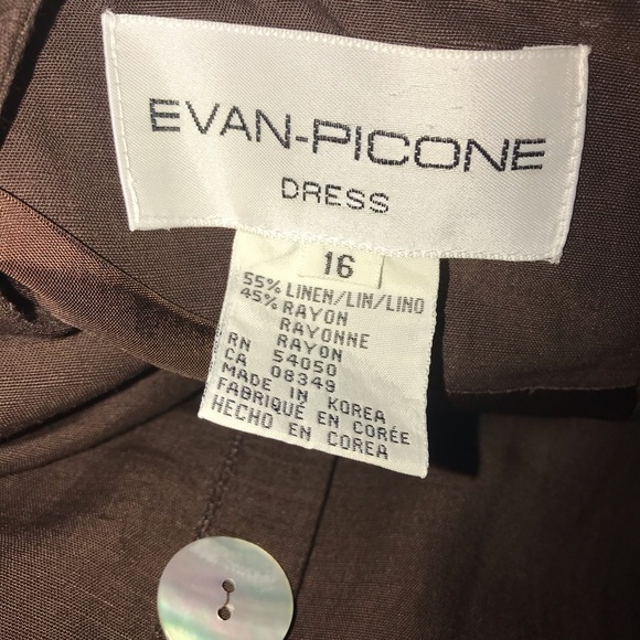 NWT Vintage Evan Picone Brown Sheath Dress - Picture 6 of 9